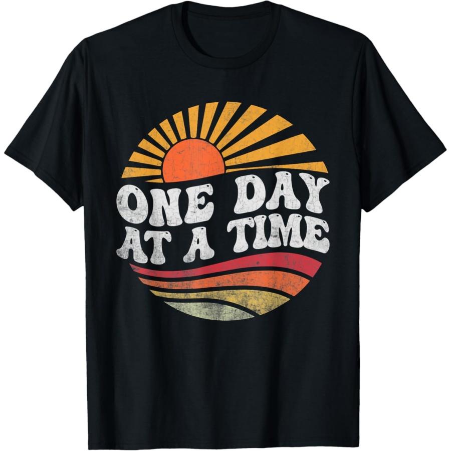 

That Says One Day At A Time - Retro Sunrise Positivity T-Shirt XXXXXL чорний