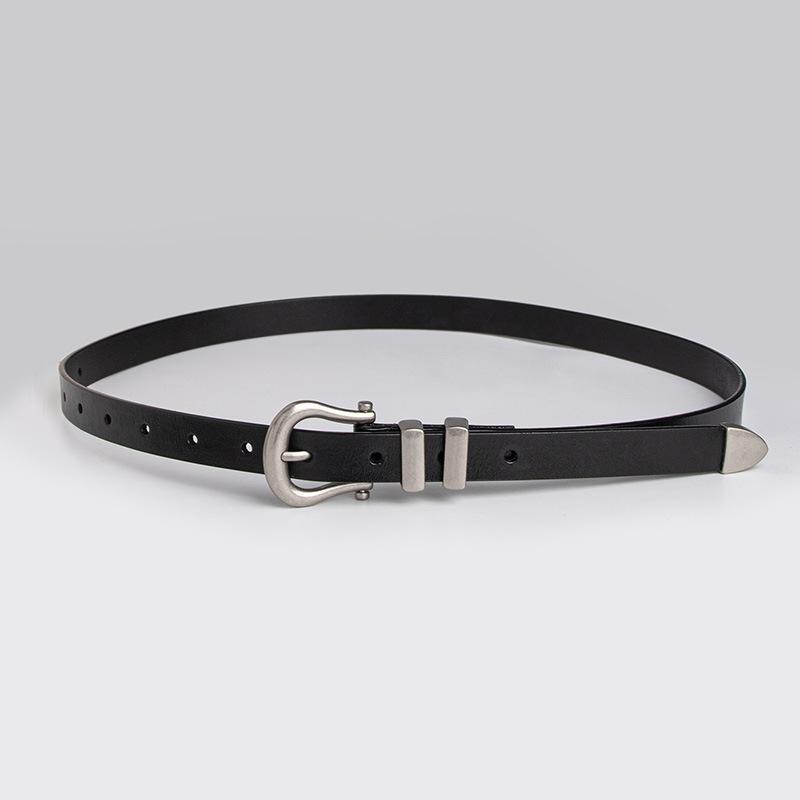New Lady's Exquisite and High-end Business Commuting Leather Women's Belt with Horseshoe Buckle, Versatile Women's Belt, and Retro Cowhide