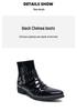 Men's British Style Autumn Leather Chelsea Boots - Shiny, Pointed Toe, High-Top, Formal, Casual, Short Boots