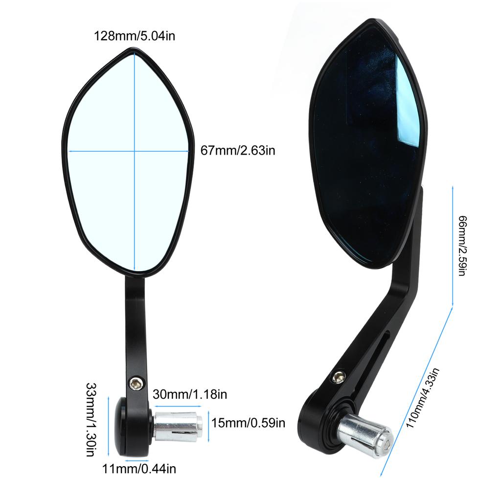 2pcs 22mmCelsius0.87in Motorcycle Mirro Handlebar Side Mirror Replacement for SU UKI 250R R600 R750