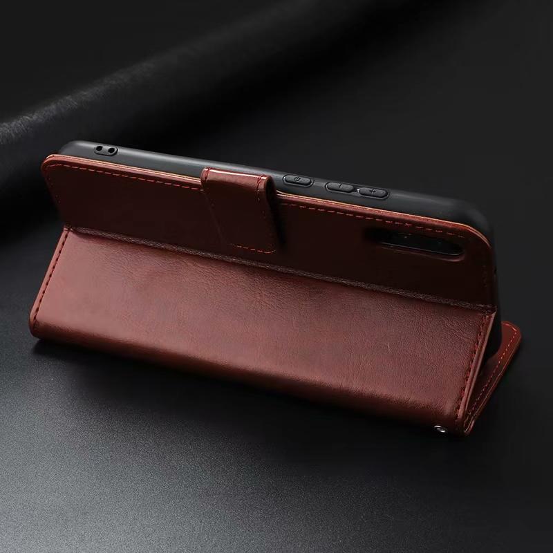 Luxury Retro Magnetic Buckle Leather Phone Wallet Case Stand For Oppo A5 A9 Vivo V20 Realme OnePlus Moto Business Card Slot Holder Flip Book Cover Bag