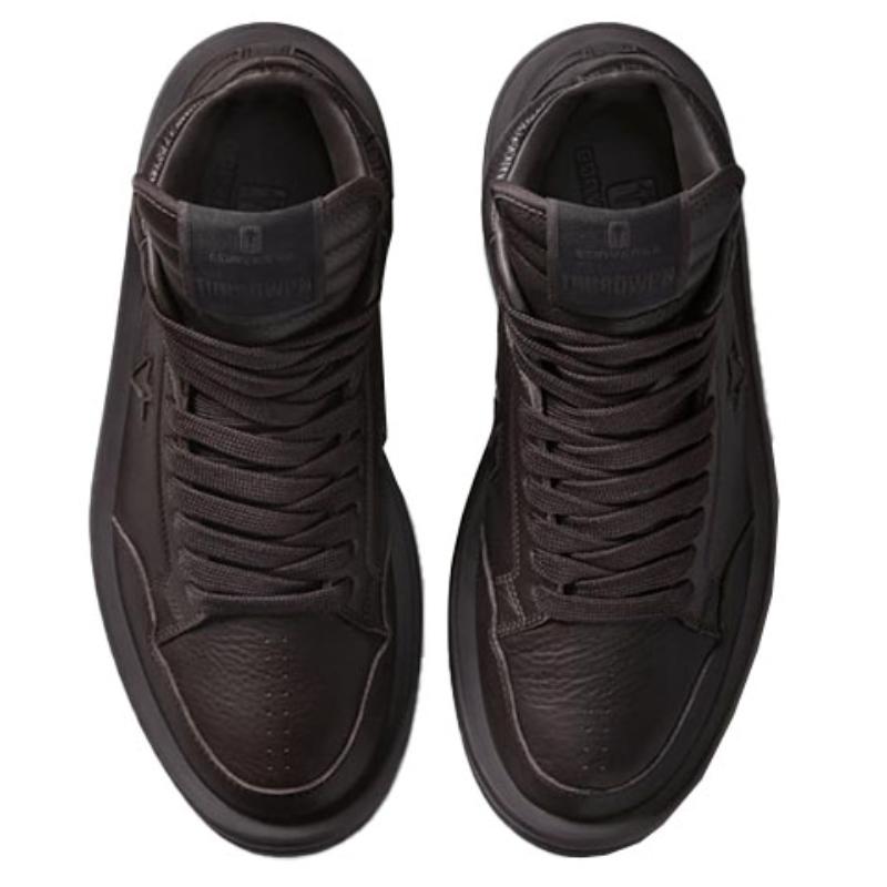 Rick Owens DRKSHDW x Converse TURBOWPN Leather High Top Vintage Basketball Shoes Unisex Chocolate
