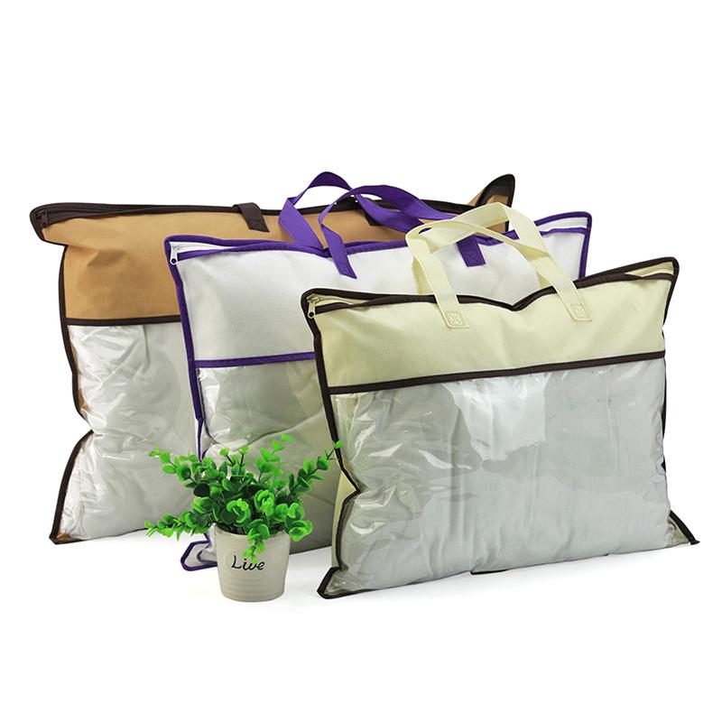 Non-Woven Pillow Quilt Blanket Zipper Dustproof Storage Bag Household Organizer Foldable Bedding Packing Bag Random Color