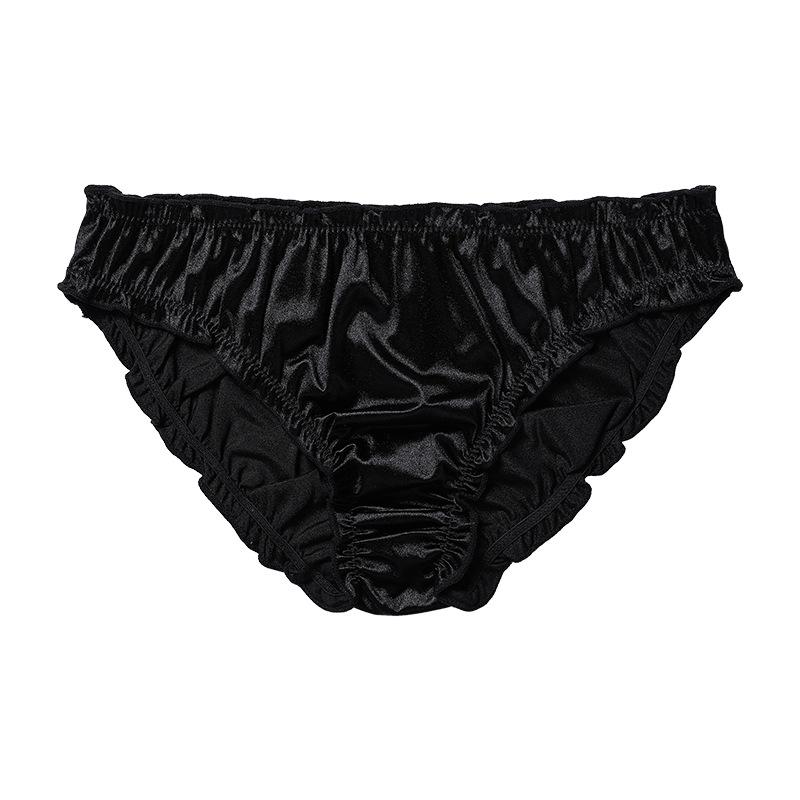 

Sexy super elastic color trousers underwear women s low-rise satin briefs pure cotton crotch soft breathable comfortable underwear women S чёрный