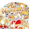 50 buc./set autocolant capac telefon desen animat auto-adeziv impermeabil PVC detașabil DIY corgi câine tema animală bagaje skateboard decal pentru studenți