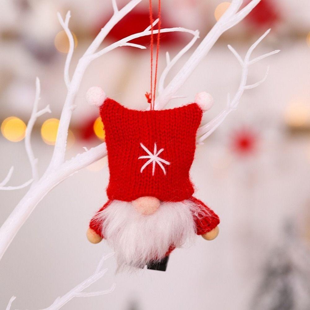 3 Pcs Nordic Mini Christmas Gnome Pendant Soft Cute Faceless Rudolph Pendant Handmade Elf Gnome Figurine New Year