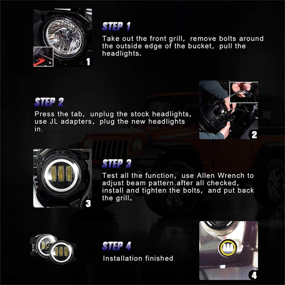 3.5 Inch / 4 Inch LED Fog Light DRL Round Angel Eyes Assembly White And Yellow Light Auto Car Fog Lamp