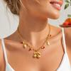 Fruit Necklace for Women, Adjustable Paperclip Chain, Y2K Cute Strawberry Apple Cherry Enamel Charm Pendant Jewelry Gift