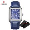 Luxury Top Brand Square Mens Wristwatches Unique Design Rose Gold Calendar Stop Watch Genuine Leather Quartz Business Male Clock