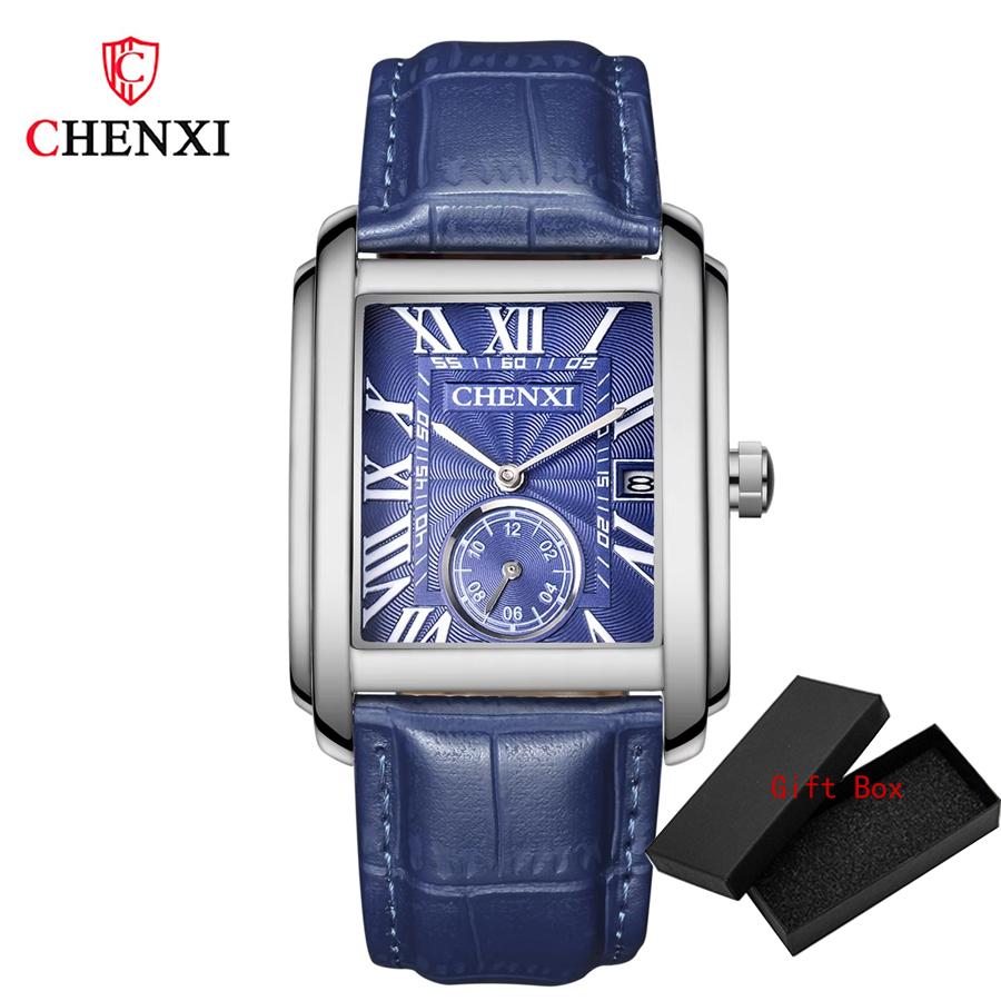 Luxury Top Brand Square Mens Wristwatches Unique Design Rose Gold Calendar Stop Watch Genuine Leather Quartz Business Male Clock