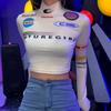 High Quality Fashion Print Bodycon Soft Tees Crop Top Spring New Long-sleeve Casual Elastic Harajuku Streetwear Woman