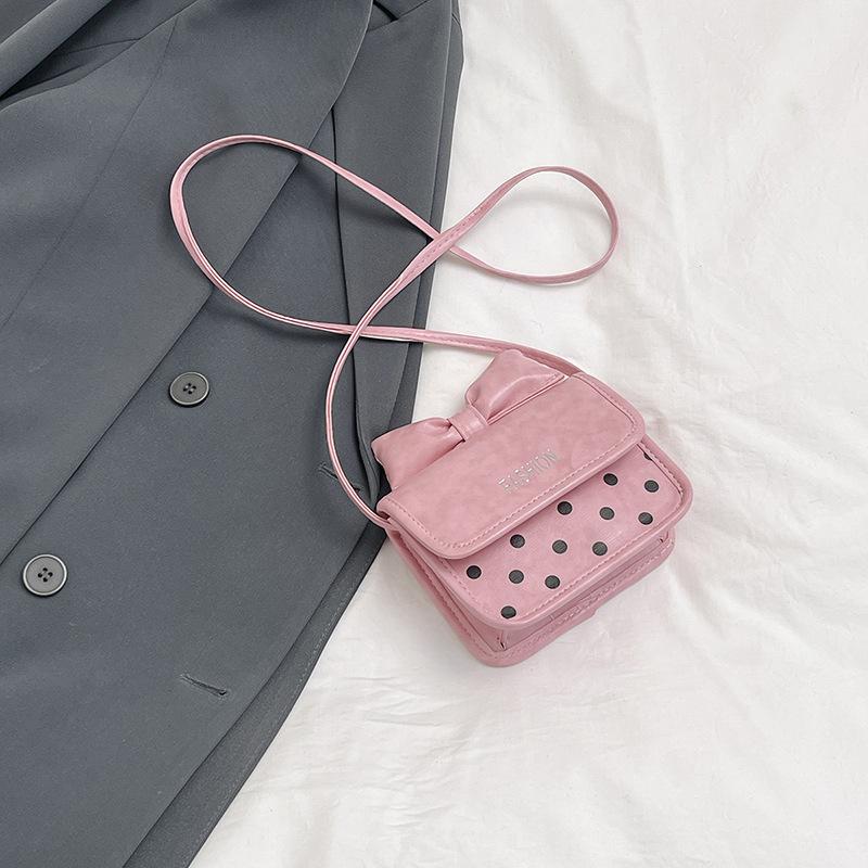 Today's popular bow exquisite mini square bag polka dot printing fashionable and beautiful shoulder messenger bag