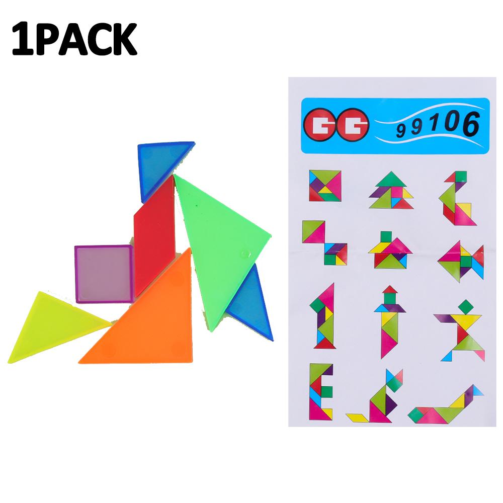 

Color Mini Plastic Tangram Jigsaw Toys Wholesale Kids Early Education Color Cognitive Puzzle Props Baby Hands-on Training Game