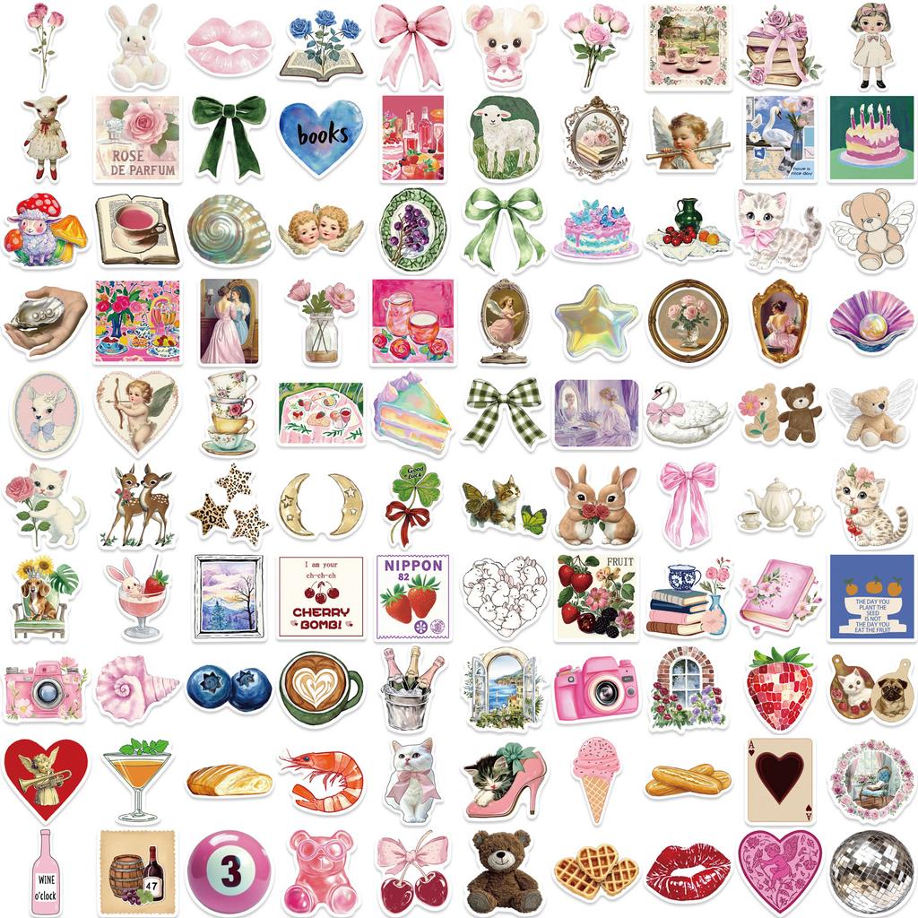 100 Y2K Pink Aesthetic Stickers Decorate Guitar Laptop Suitcase DIY Waterproof