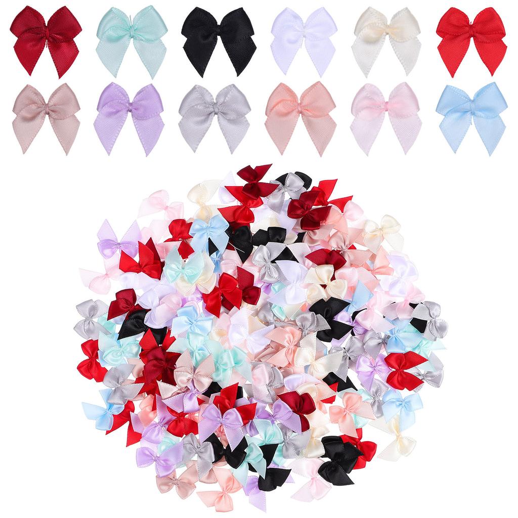 180pcs 2.7cm Small Ribbon Bow Diy Crafts Decoration Handwork Present Packaging Party Decoration Colored Ribbon Bows