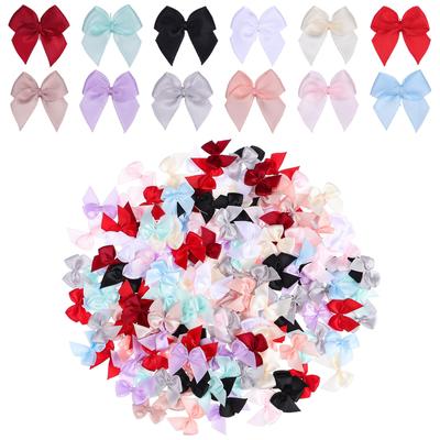 180pcs 2.7cm Small Ribbon Bow Diy Crafts Decoration Handwork Present Packaging Party Decoration Colored Ribbon Bows