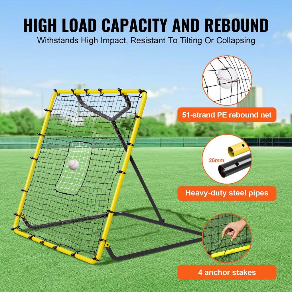 Baseball And Softball Rebounder Net, 4 X 4.5 Feet PitchBack Baseball Nest for Pitching and Fielding Training, Pitch Return Trainer Rebound Net with