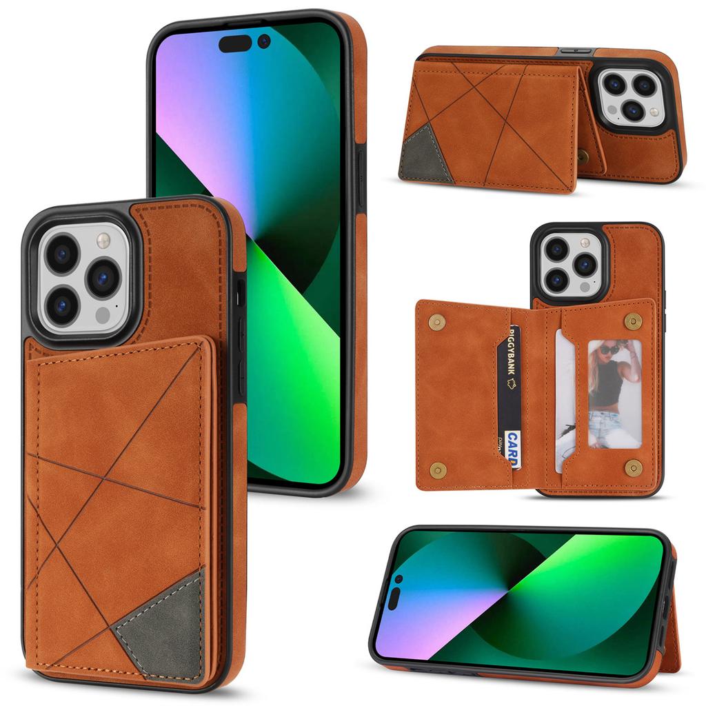 Applicable to iPhone16 mobile phone case 17Pro line matte two-color card holder anti-drop protective case S25 splicing