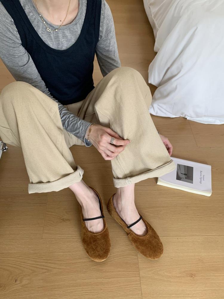 French retro word with round head Mary Jane shoes are versatile and not tired feet, evening wind ballet single shoes women