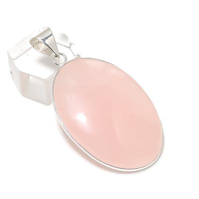 Natürlicher Rosenquarz Edelstein 925 Sterlingsilber Schmuck Anhänger 2.09" u6W14
