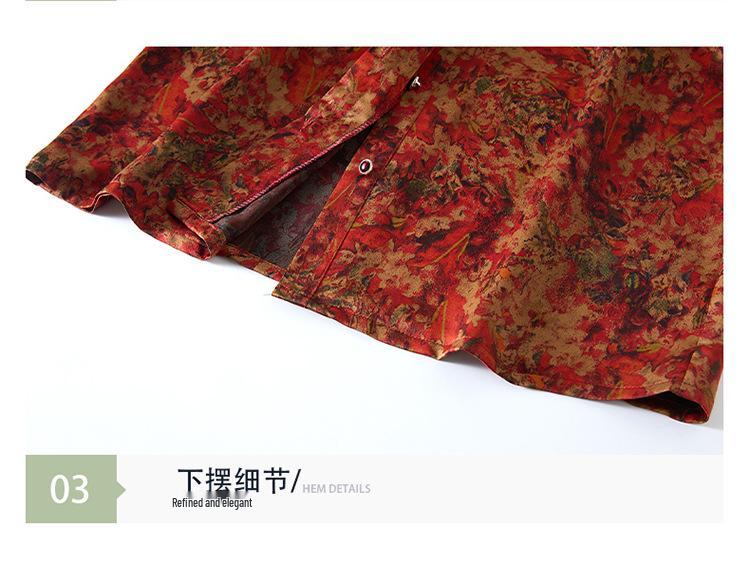 Elegant Floral Print Top with 3/4 Sleeves for Middle-Aged and Elderly Women