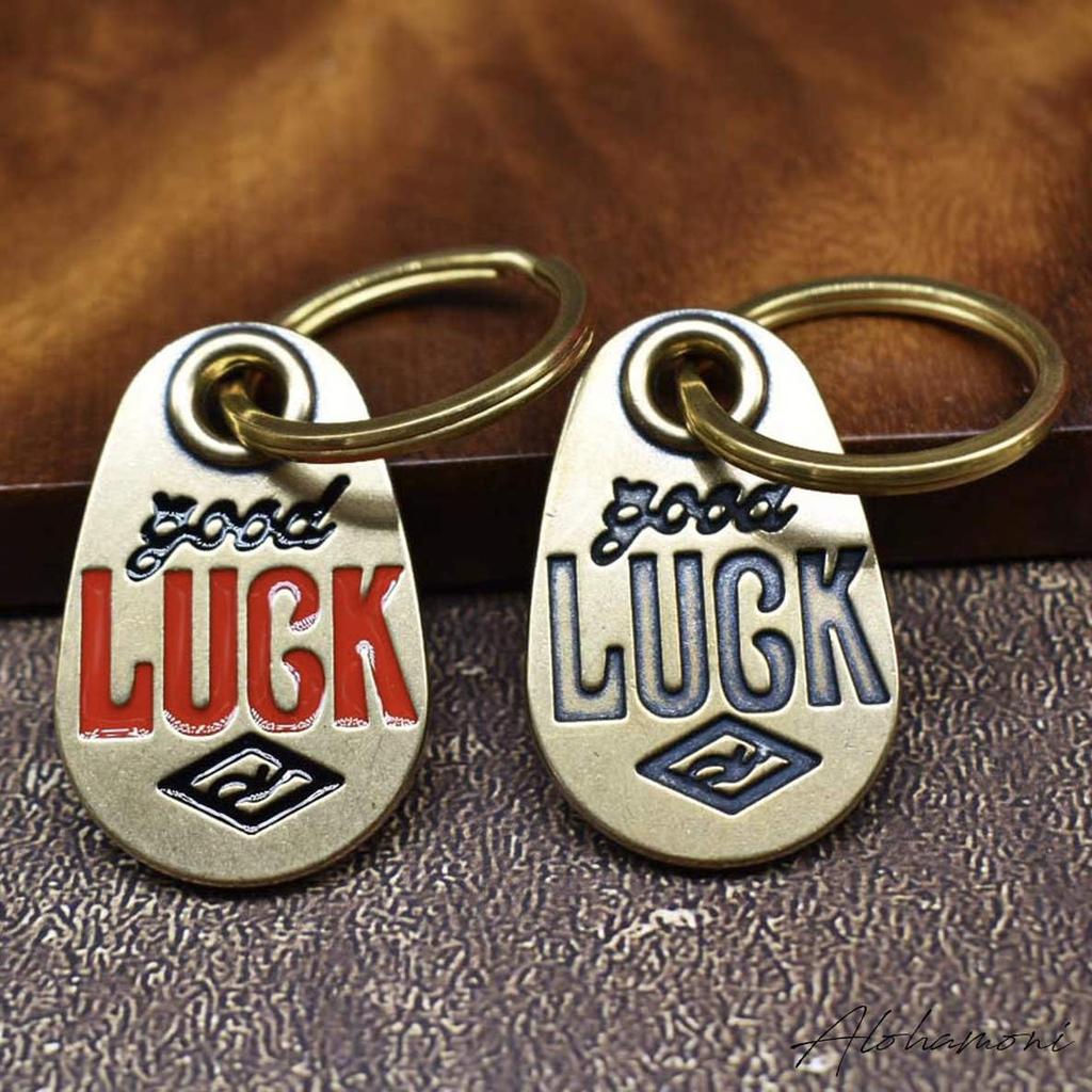 [ALOHAMONI] Brass GOOD LUCK Vintage American Key Chain Key Ring American Casual Miscellaneous Goods