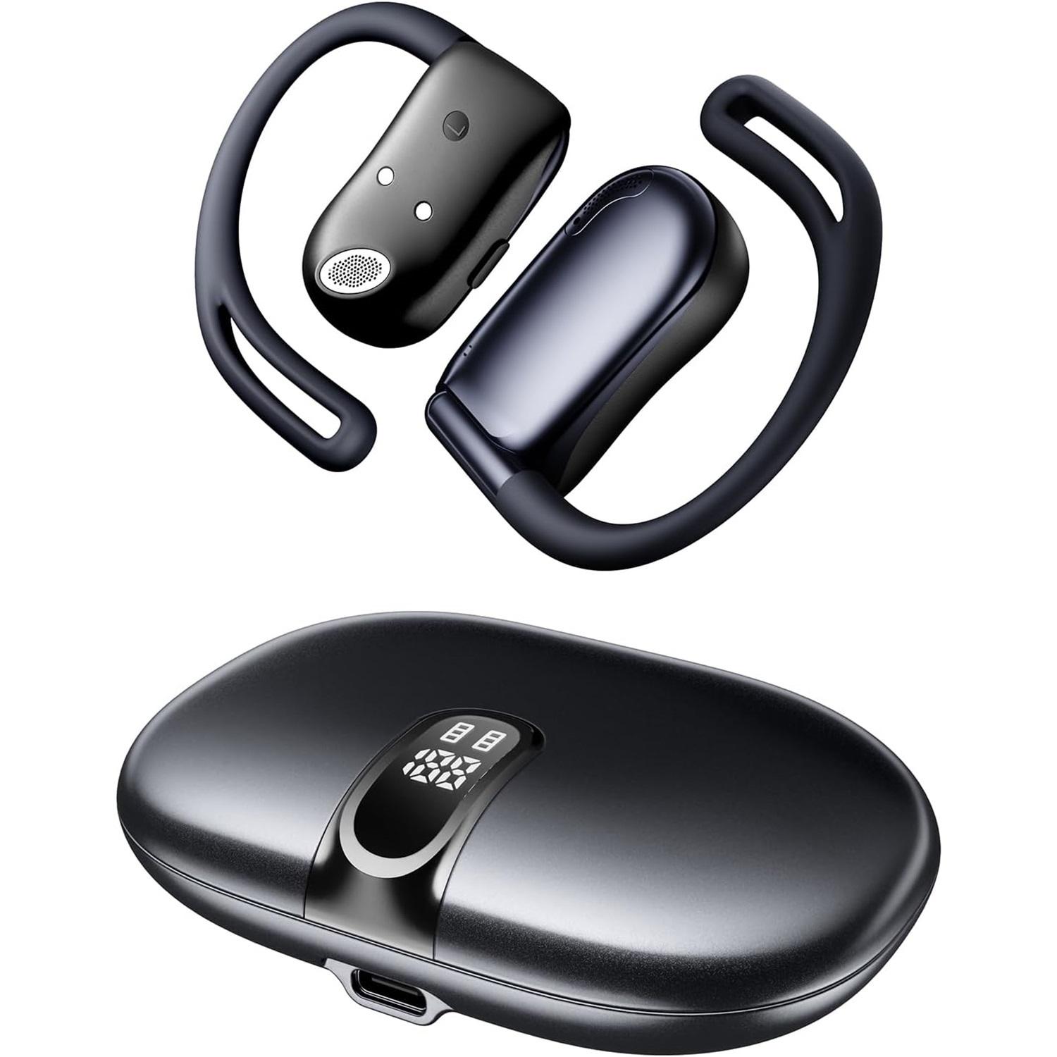 

Наушники с открытым ухом Bluetooth 5.4 Беспроводные наушники с воздушной проводимостью Экстра-бас 48 часов воспроизведения Наушники 3 режима эквалайзера, ENC микрофон, IPX5 Подходят для тренировок, бега