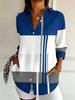 Modernes Colorblock-Damenhemd mit Knöpfen – geeignet für Arbeit und Pendeln, elegantes gestreiftes Langarmdesign