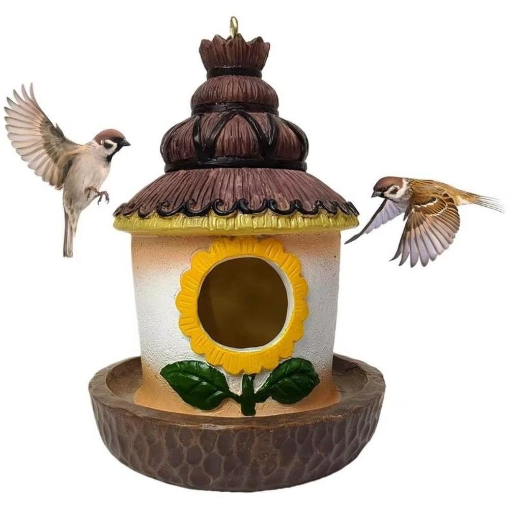 Weatherproof Wild Bird Nesting Box Ventilation Holes Feeder Hut Outdoor Bird House  Yard