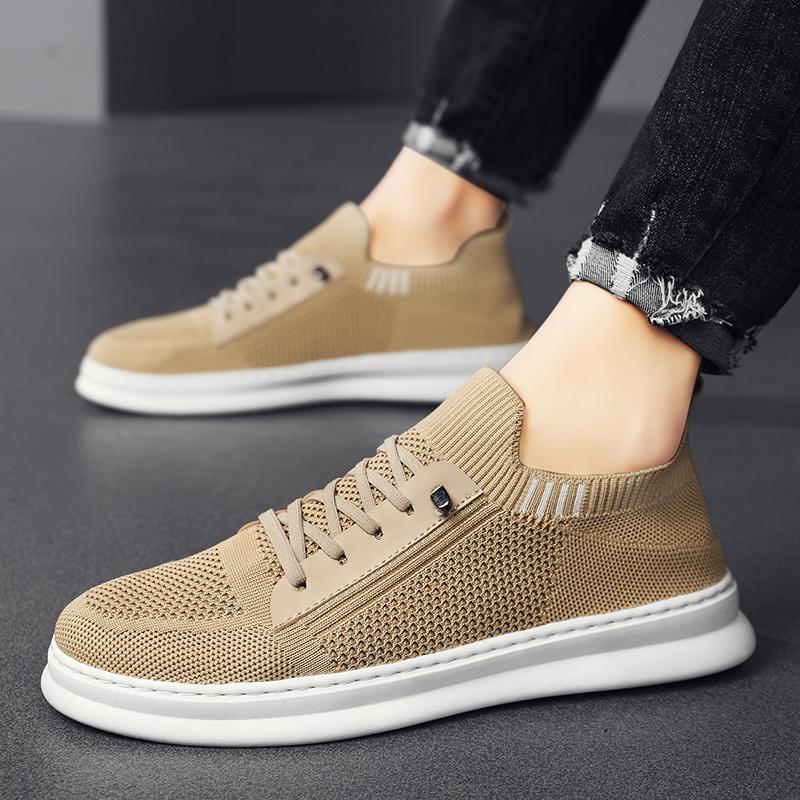 Men Casual Sneakers Mesh Platform Breathable Lightweight Shoes Outdoor Walking Sports Shoes Flying Woven Thick Bottom