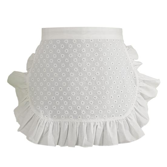 

Cotton Half Apron with Daisy Print & Lace Hem Breathable Adjustable Waist Rustic Kitchen Apron for Home Cooking Gardening Farmhouse Style Apron B