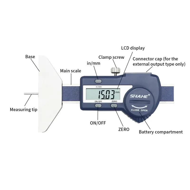 SHAHE Digital Depth Gauge 0-25mm/0-50 Mm Tread Depth Gauge For Car Tire Digital Depth Calipers Measuring Tools
