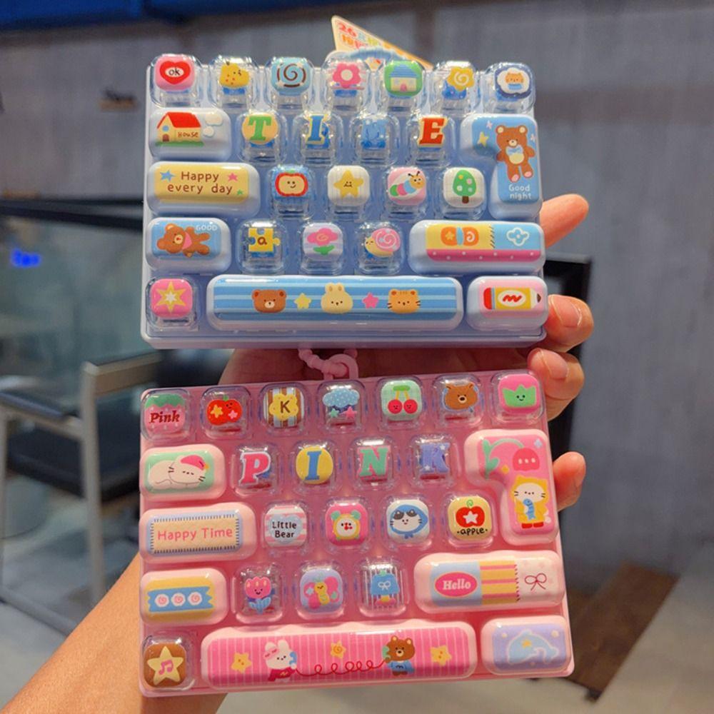 Animals Theme Mechanical Keyboard Pressable Keys Candy Color Keycap Keychain Bookbag Decor