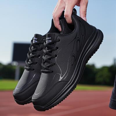 Chaussures de sport imperméables et antidérapantes pour l'automne et l'hiver, surface en cuir respirant décontracté, chaussures pour hommes extra-larges en pointures 45-46