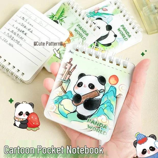 Mini Spiralblock Klein Notizbuch Set: Niedliches Cartoon-Taschenvokabelheft (4 Packung)