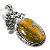 Bumble Bee Jasper Gemstone 925 Steling Silver Jewelry Pendant 2.80" W2i18