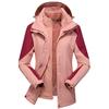 Jacket Three-in-one Outdoor Activity Winter Womens Jacket Wind Shield and Water Repellent Removable Mountaineering Jacket Thickened Coral Velvet
