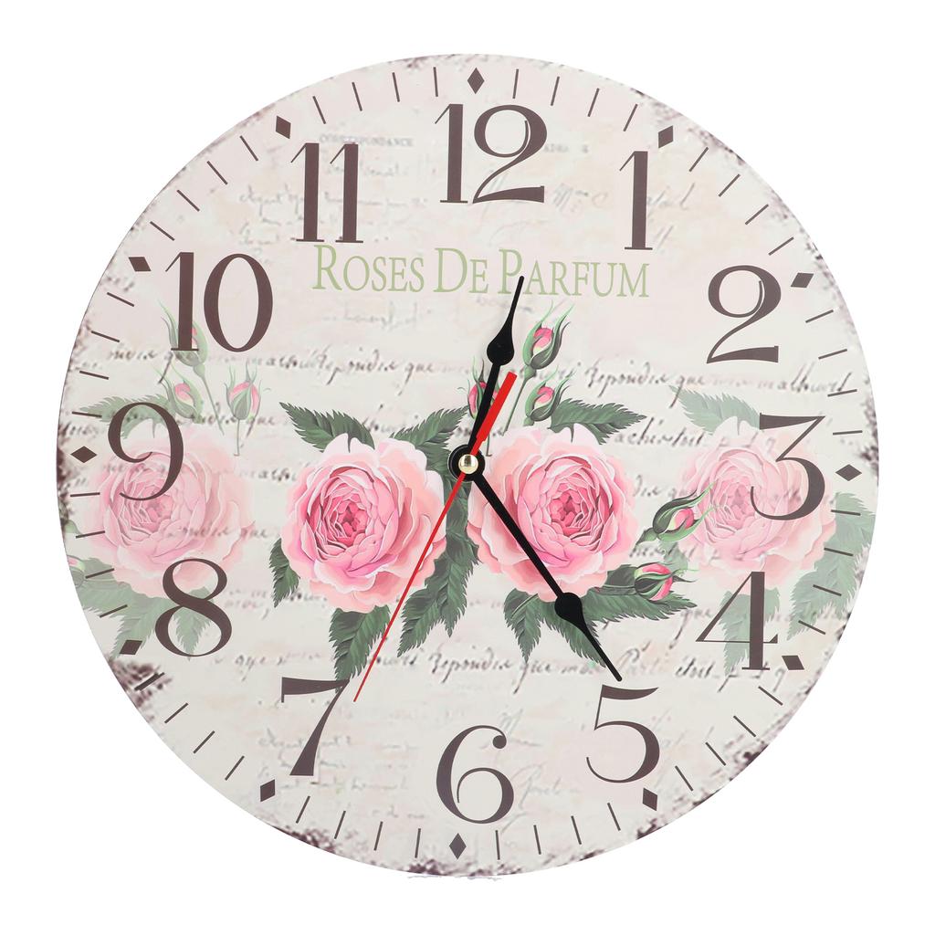 Holzuhr Einfach Langlebig Leise Genau Retro Runde Wanduhr für Wohnzimmer Schlafzimmer