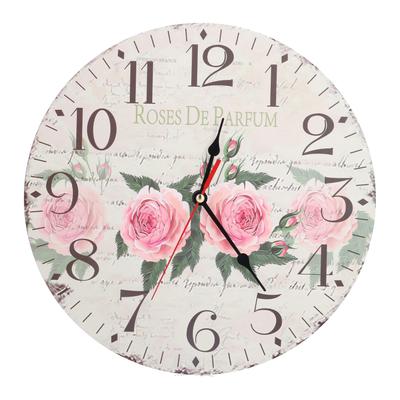 Wooden Clock Simple Durable Mute Accurate Retro Round Wall Clock for Living Room Bedroom