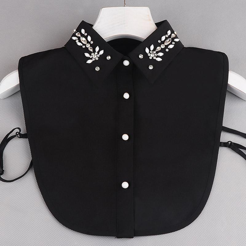 Pearl Detachable Collar Women Crystal Diamond Chiffon Shirt False Fake Collar Women Removable Peto Mujer Chemisier Faux Cols Tie