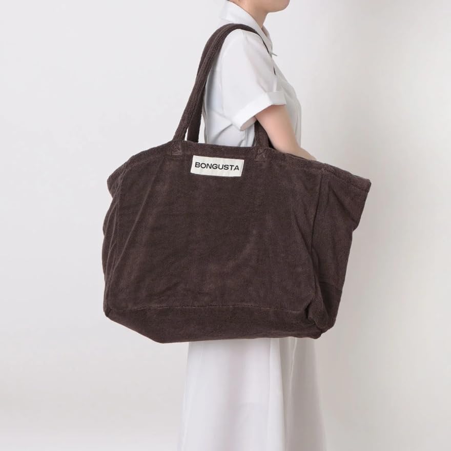BONGUSTA NARAM WOCHENENDTASCHE, eine große, Damen-Tragetasche aus leichtem Baumwoll-Frottee mit Streifen (BON27), perfekt für den Sommer, den Strand, den