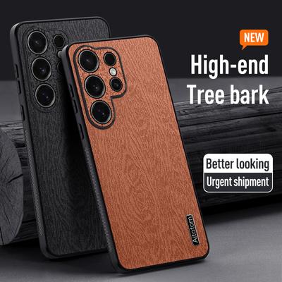 Slim Wood Grain Leather Case For Samsung Galaxy S26 Ultra S25 Edge S24 FE S23 S22 Plus A57 A37 A56 A36 A26 A16 A35 A25 A15 5G Shockproof Case Cover