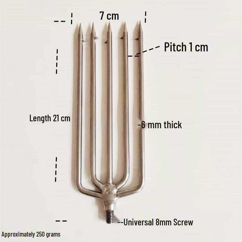 Stainless Steel Multi-functional Barbed Fish Spear Head - Handmade Flat Fork Lantern Design