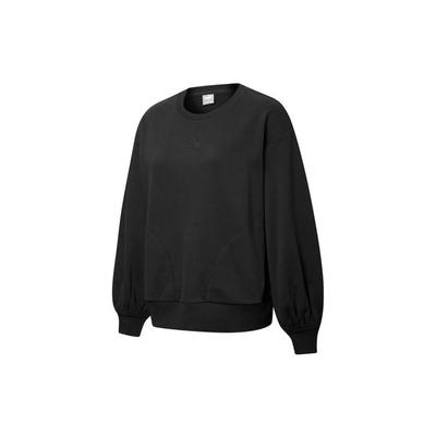 Einfarbiges Pullover-Sweatshirt mit Laternenärmeln und Rundhalsausschnitt für Damen Sweatshirt Schwarz 845597-01