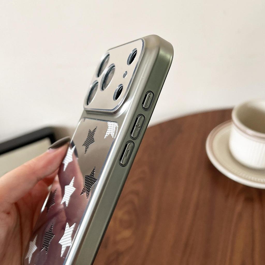 Sweet Cool Star Mirror Case for iPhone 17 Pro Max with 16/15 Pendant