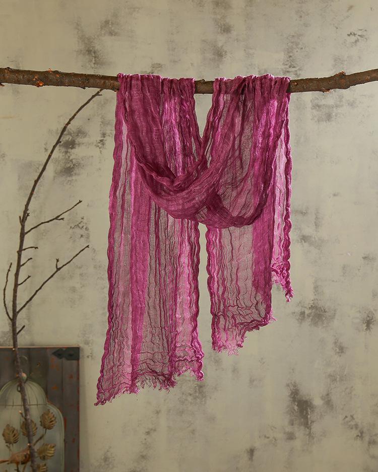 Japanese Linen Monochrome Natural Texture Pleated Scarf, Retro Linen Literary Scarf, Thin Men'S Autumn And Winter