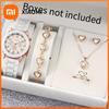 Set da 6 Pezzi Orologio da Donna Casual con Cinturino in Silicone Orologio Analogico al Quarzo Set di Gioielli a Forma di Cuore con Strass(Senza scatola)
