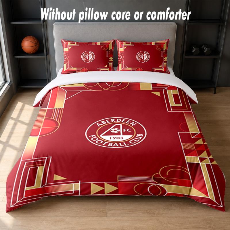 Aberdeen FC Design Bed Bedding Set 1 Duvet Cover + 2 Pillowcases Soft Breathable Household Bed Linens