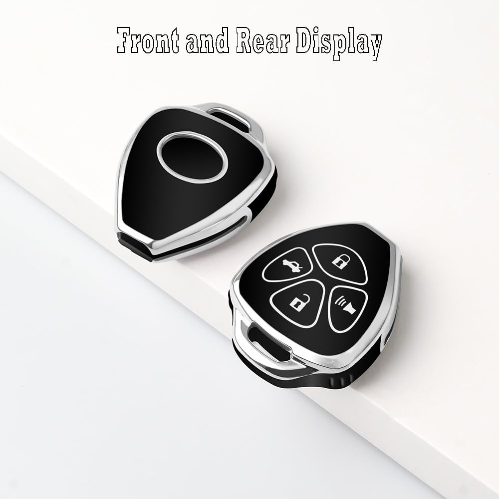 QBUC for Toyota Key Fob Cover with Keychain,Car Key Case fit for Toyota 2007-2011 Camry | 2008-2013 Avalon Corolla | 2009-2016 Venza 4 Buttons Smart