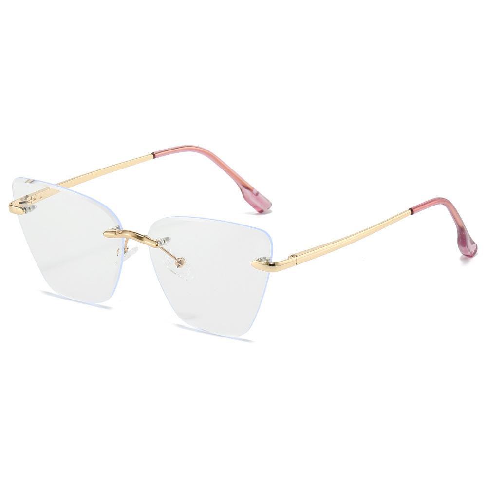 Trimmed Glasses Women'S Ultra-Light Borderless Retro Anti-Blue Light Large Frame Anti-Blue Light Men'S Myopia Glasses Frame